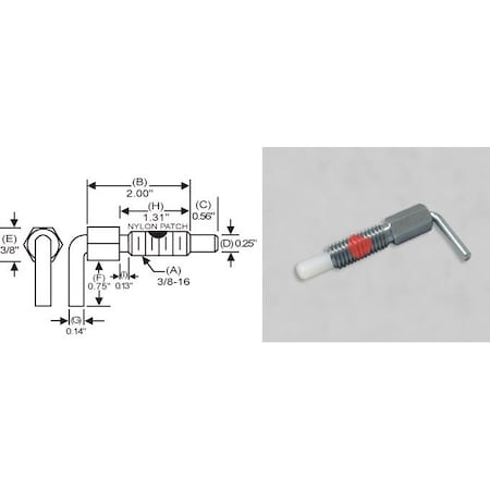 S & W Manufacturing L-Handle, Nylon Non Lck w/P, 3/8-16", 1.31" NLNW-3